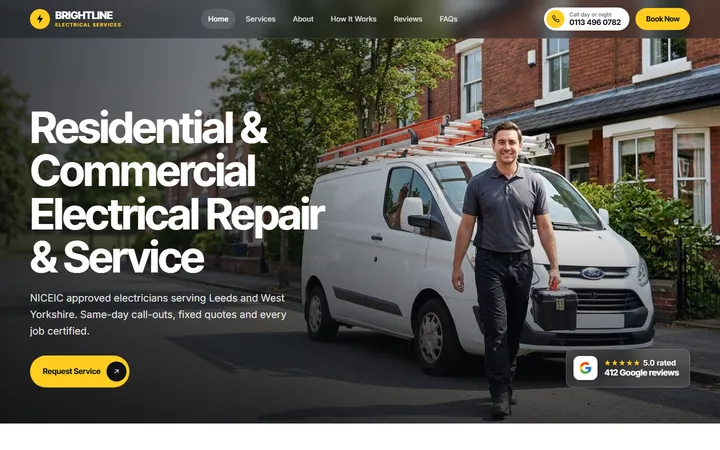 Brightline Electrical demo website homepage